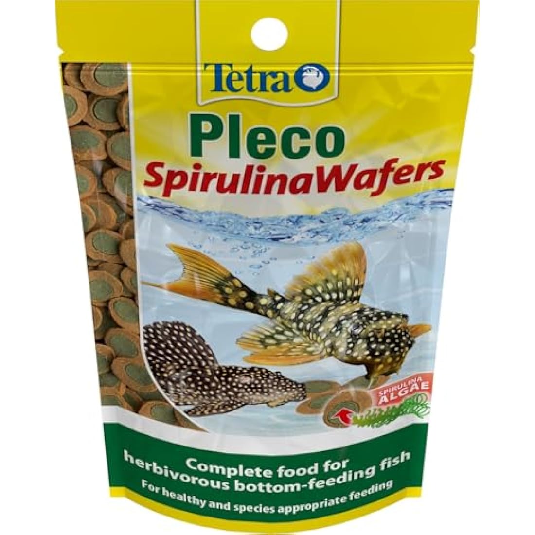 Tetra Pleco Spirulina Wafers for Herbivorous Bottom-Feeding Fish, 150g