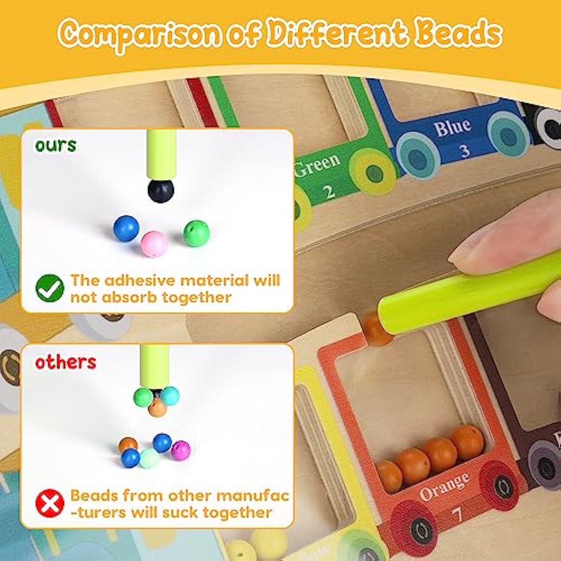 Pincush Magnetic Color and Number Maze – Montessori Wooden Counting Toy