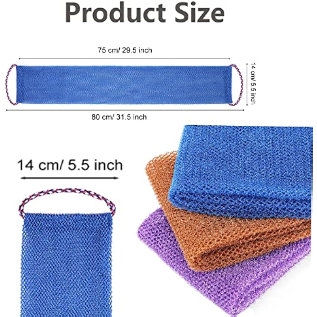TENQUAN African Exfoliating Net – 3 Pack Nylon Body Scrubber for Shower