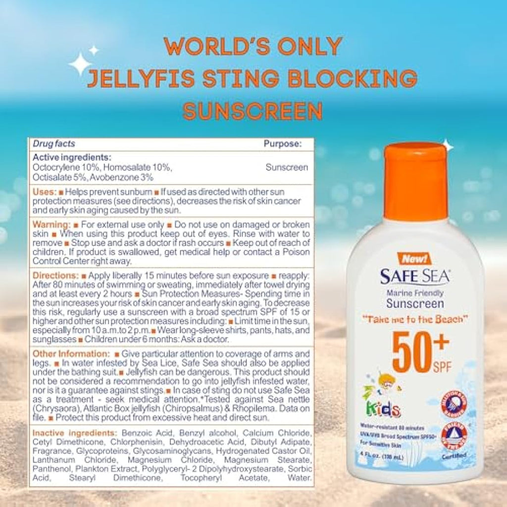 Safe Sea Kids SPF 50+ Jellyfish & Sea Lice Sunscreen Lotion – 2 Pack