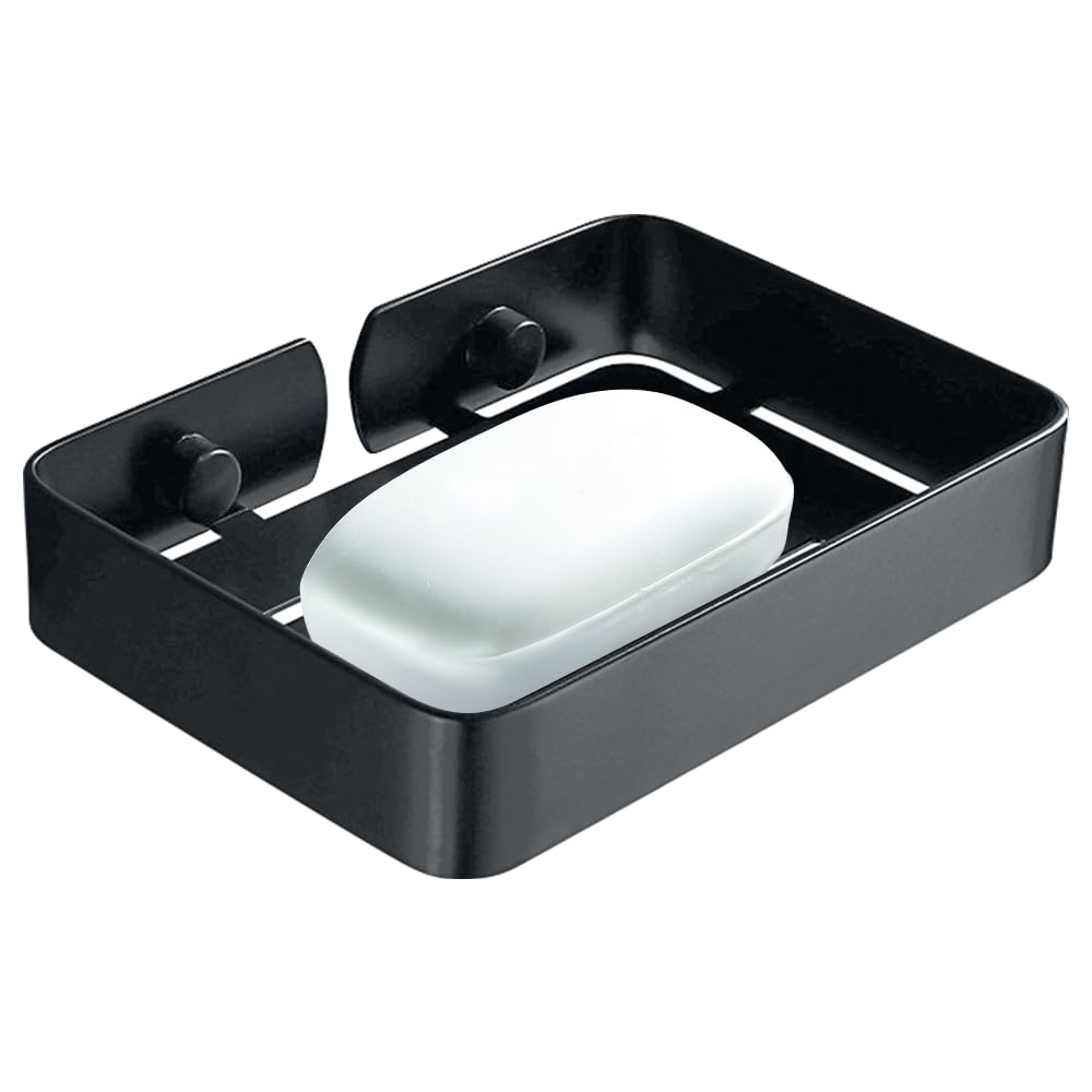 HONPHIER Stainless Steel Soap Dish – Wall Mounted Shower Holder (Black)