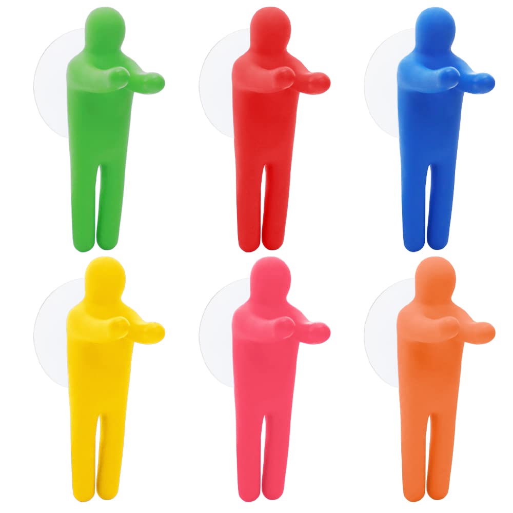 6-Piece Colorful People Toothbrush Holder with Suction Cups