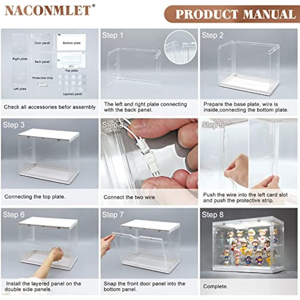 3-Tier Acrylic Display Case with LED Light for Figures