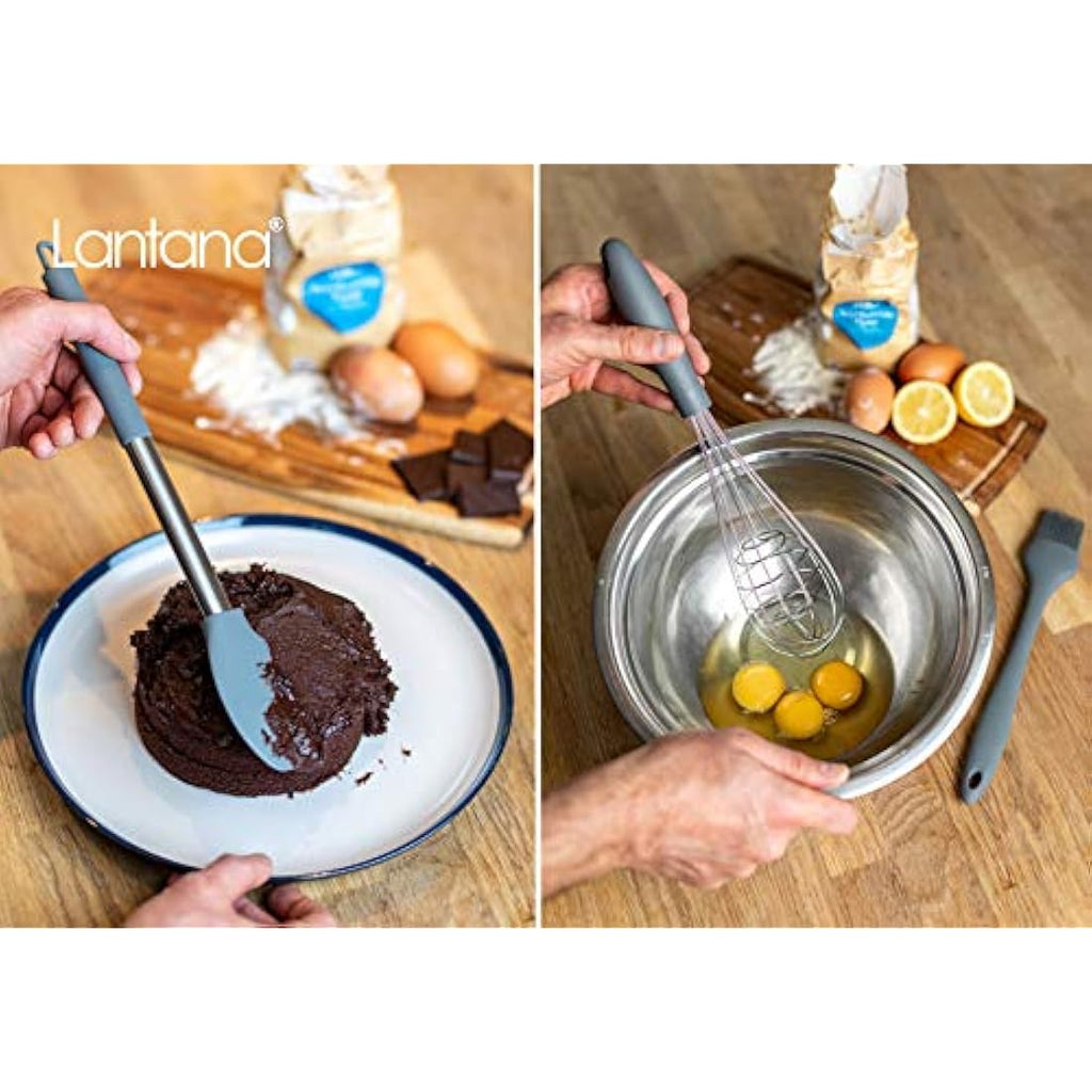 Lantana 11pc Silicone Kitchen Utensil Set | Stainless Steel & Grey