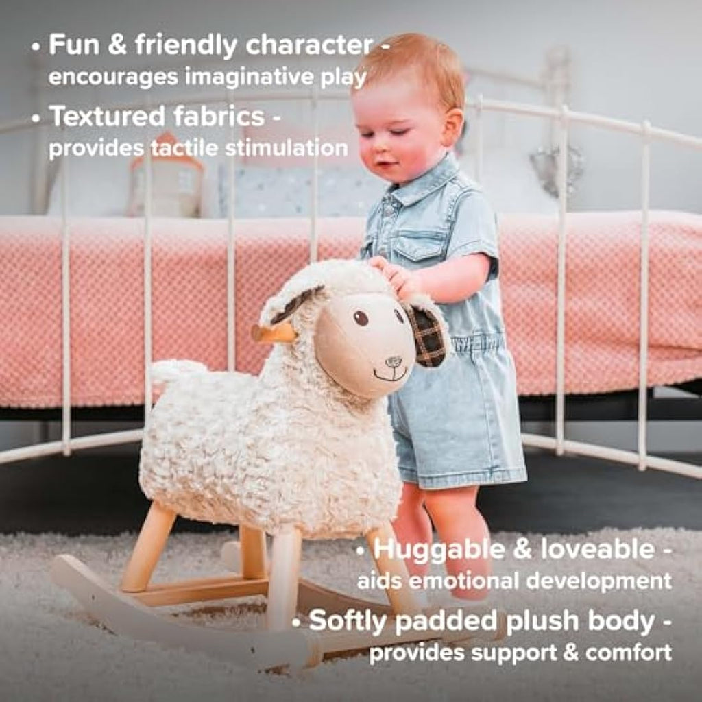 Little Bird Told Me Lambert Sheep Rocking Toy – Plush Wooden Rocker