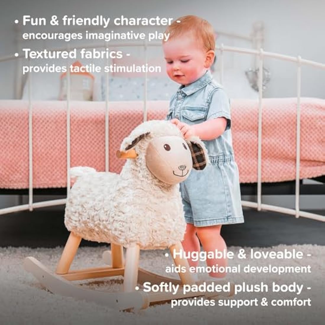 Little Bird Told Me Lambert Sheep Rocking Toy – Plush Wooden Rocker
