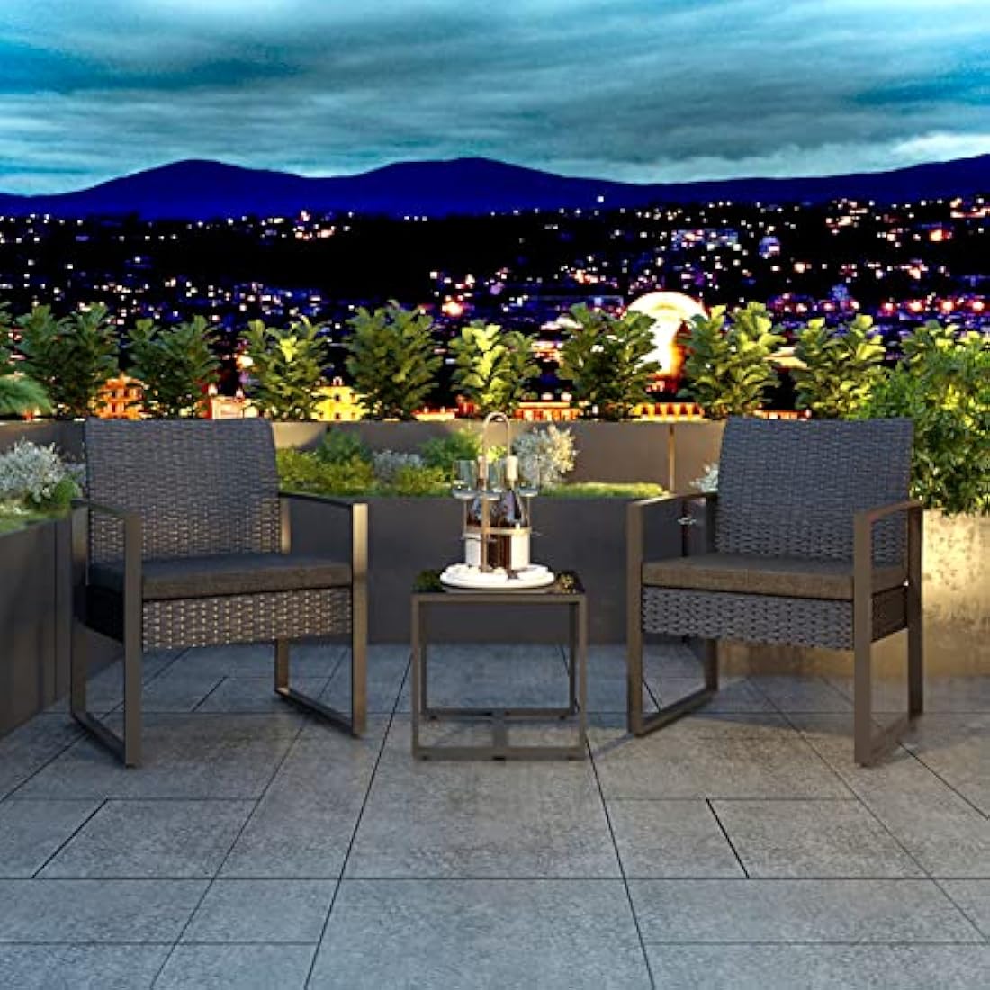 Mondeer 3 Piece Rattan Patio Bistro Set – 2 Seater Garden Furniture
