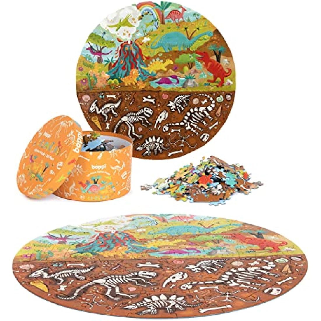 Boppi Dinosaur 150 Piece Round Jigsaw Puzzle for Kids Aged 5-8