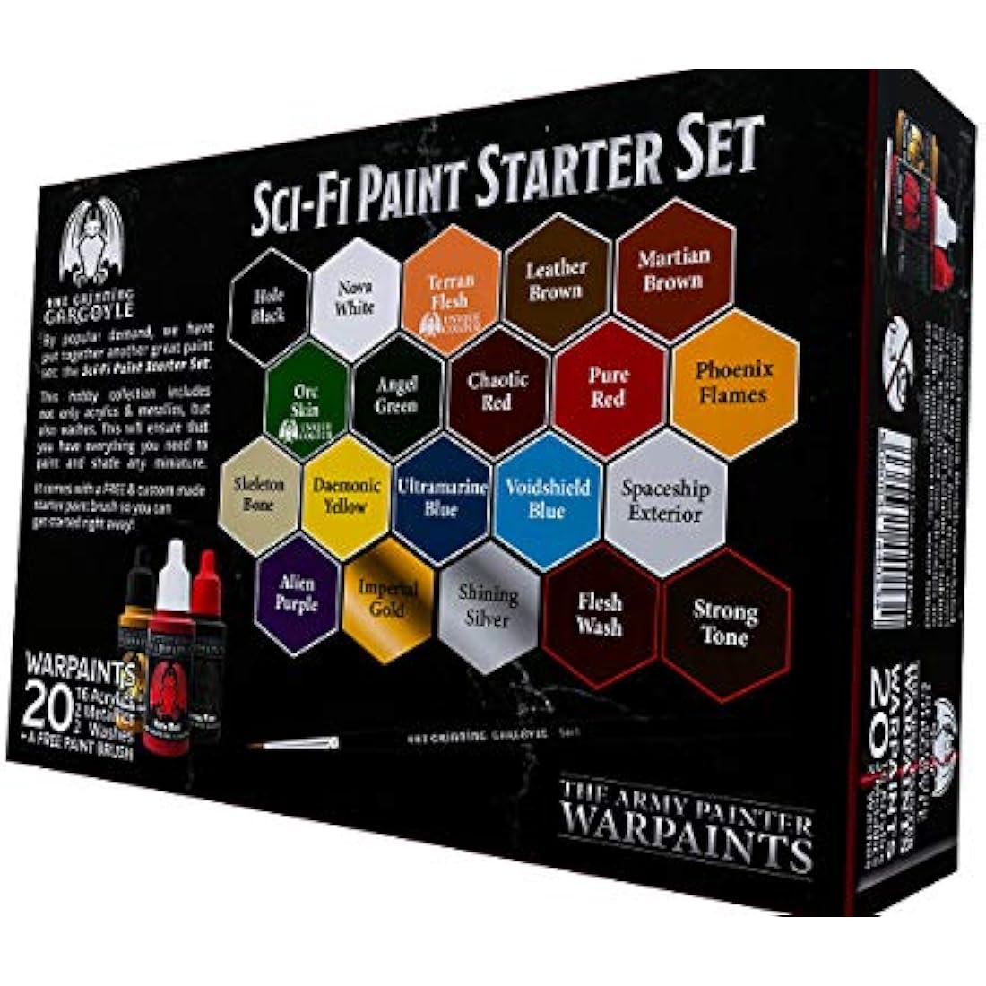 Grinning Gargoyle Sci-Fi Miniature Paint Set - 20 Colors with Brush