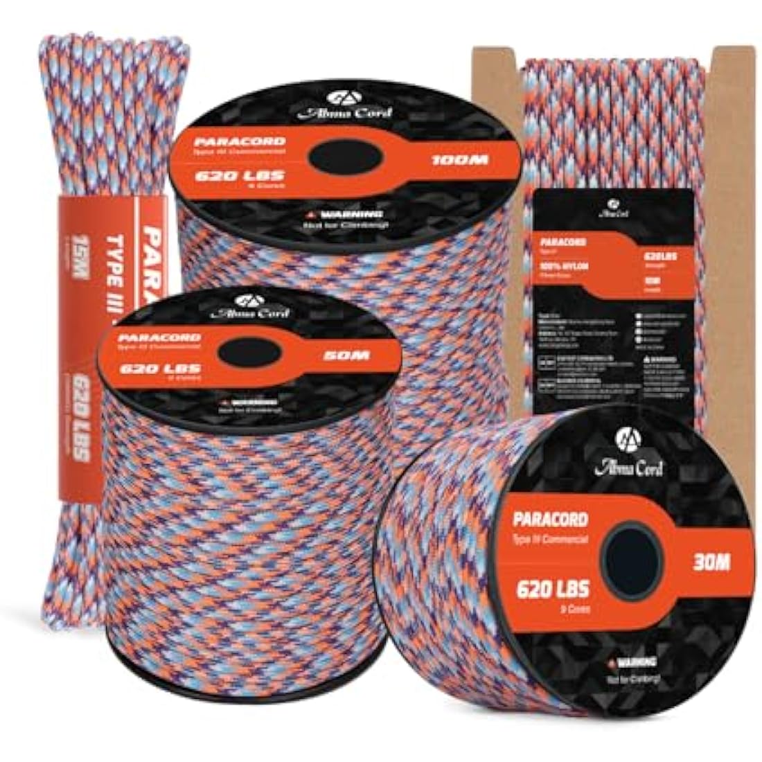 Abma Cord 4mm Type III Nylon Paracord - 100m 9-Strand Survival Rope
