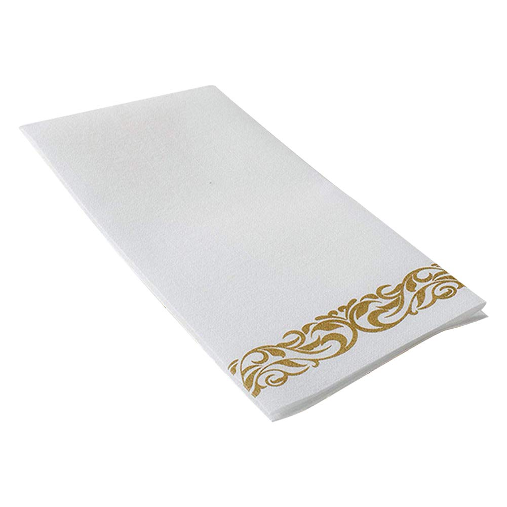 Kisbeibi 50 Disposable Guest Towels Soft and Absorbent Linen-Feel Paper Hand Towels Durable Decorative Bathroom Hand Napkins Good for Kitchen - image 2