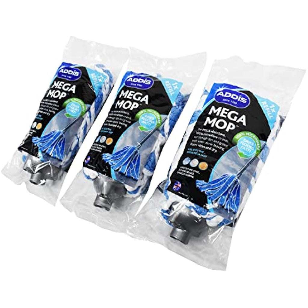 Addis Mega Microfibre Mop Refill Heads | Super Absorbent | Pack of 3