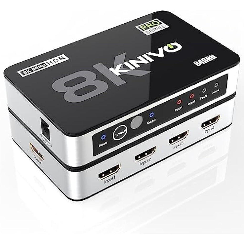 Kinivo 8K HDMI 2.1 Switch - 4 Port 4K 120Hz Hub with Remote for PS5 & Xbox