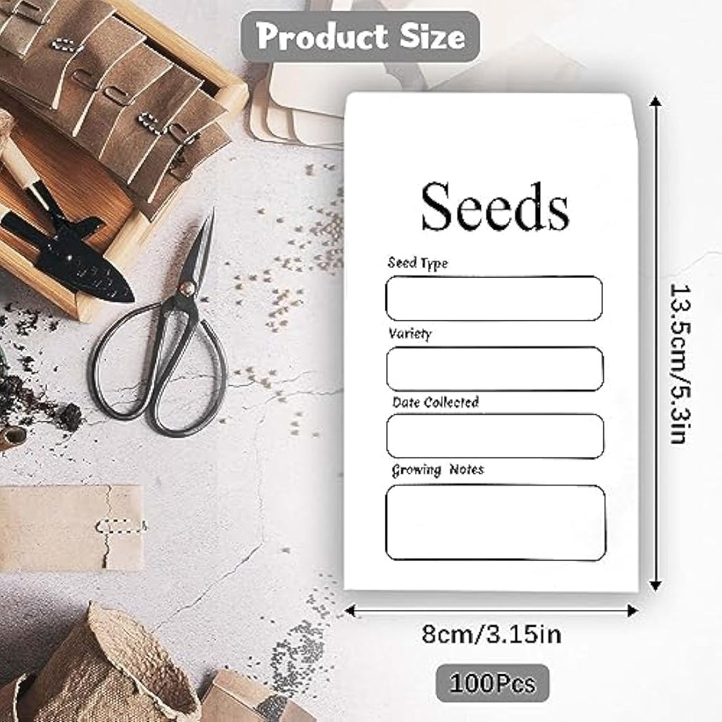 100Pcs White Seed Envelopes | Self-Adhesive Kraft Coin Packets