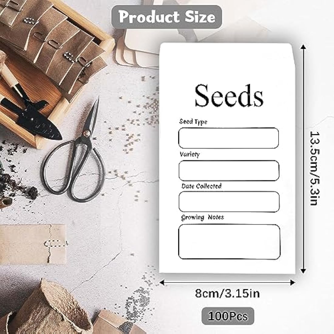 100Pcs White Seed Envelopes | Self-Adhesive Kraft Coin Packets