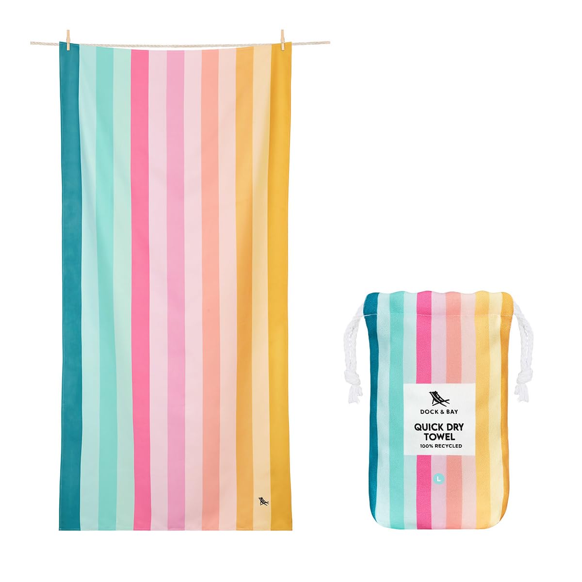 Dock & Bay Sand-Free Quick Dry Beach Towel – 100% Recycled, Coastal Candy