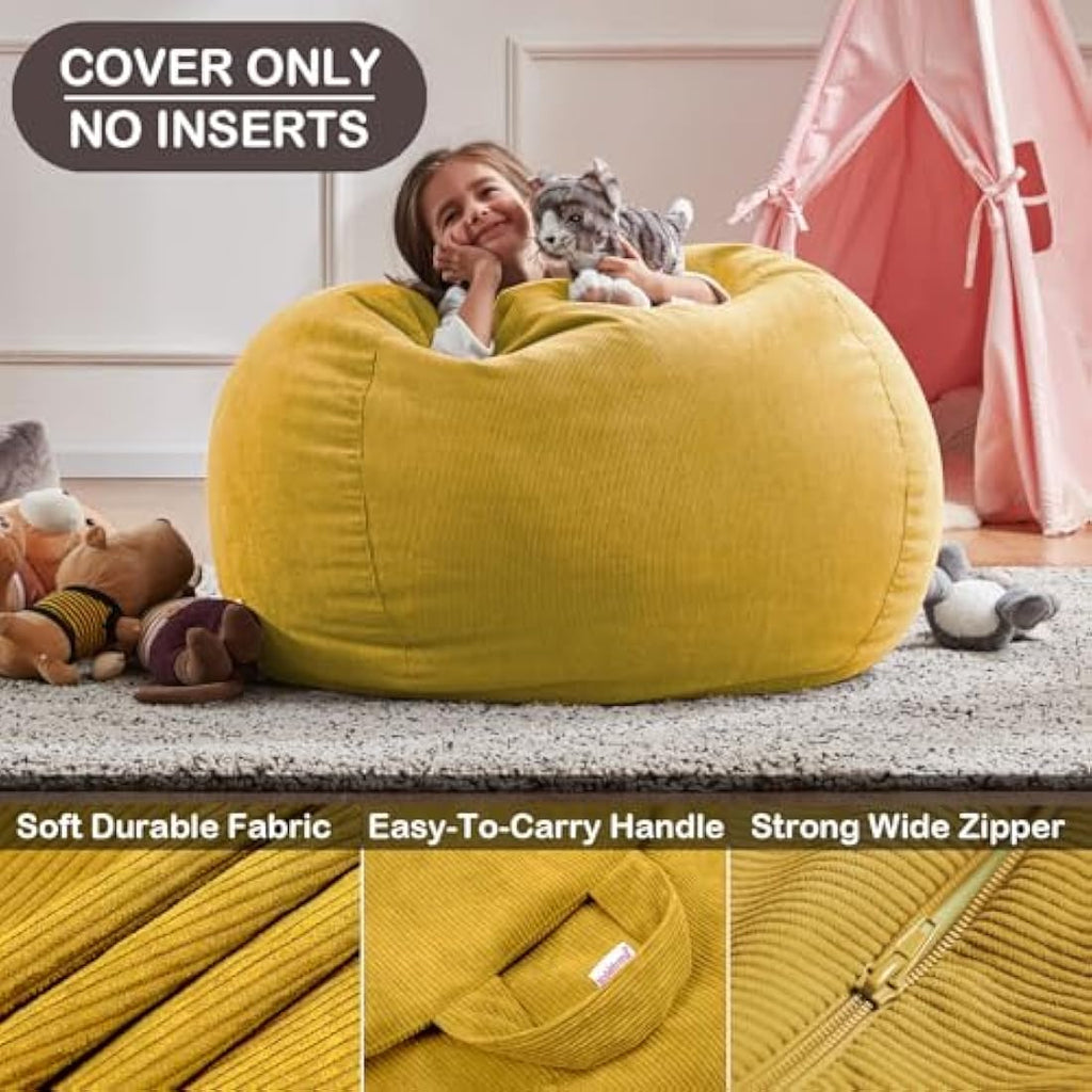Nobildonna Corduroy Bean Bag Chair Cover | 300L Stuffed Animal Storage