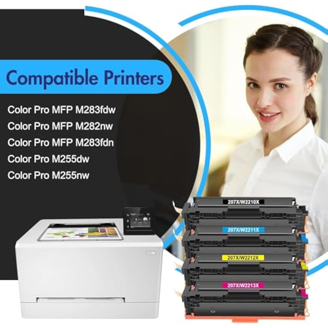 207X Compatible Toner 4-Pack for HP Color LaserJet Pro M283fdw