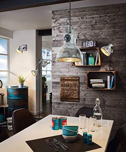 Eglo Barnstaple Industrial Ceiling Lamp | Zinc Steel Vintage Spotlight