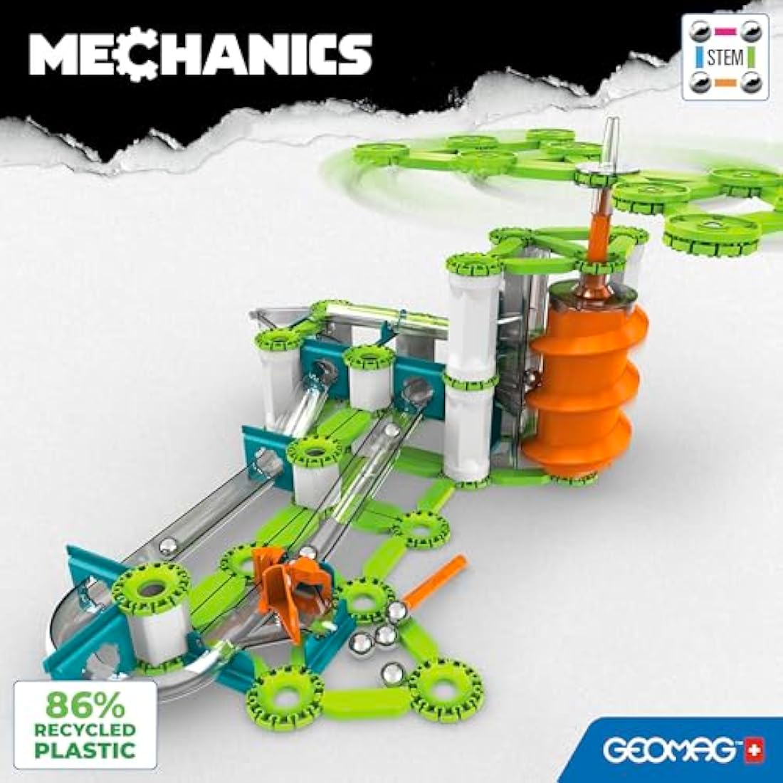 Geomag Mechanics Gravity Elevator Circuit - 207 Piece Magnetic Set