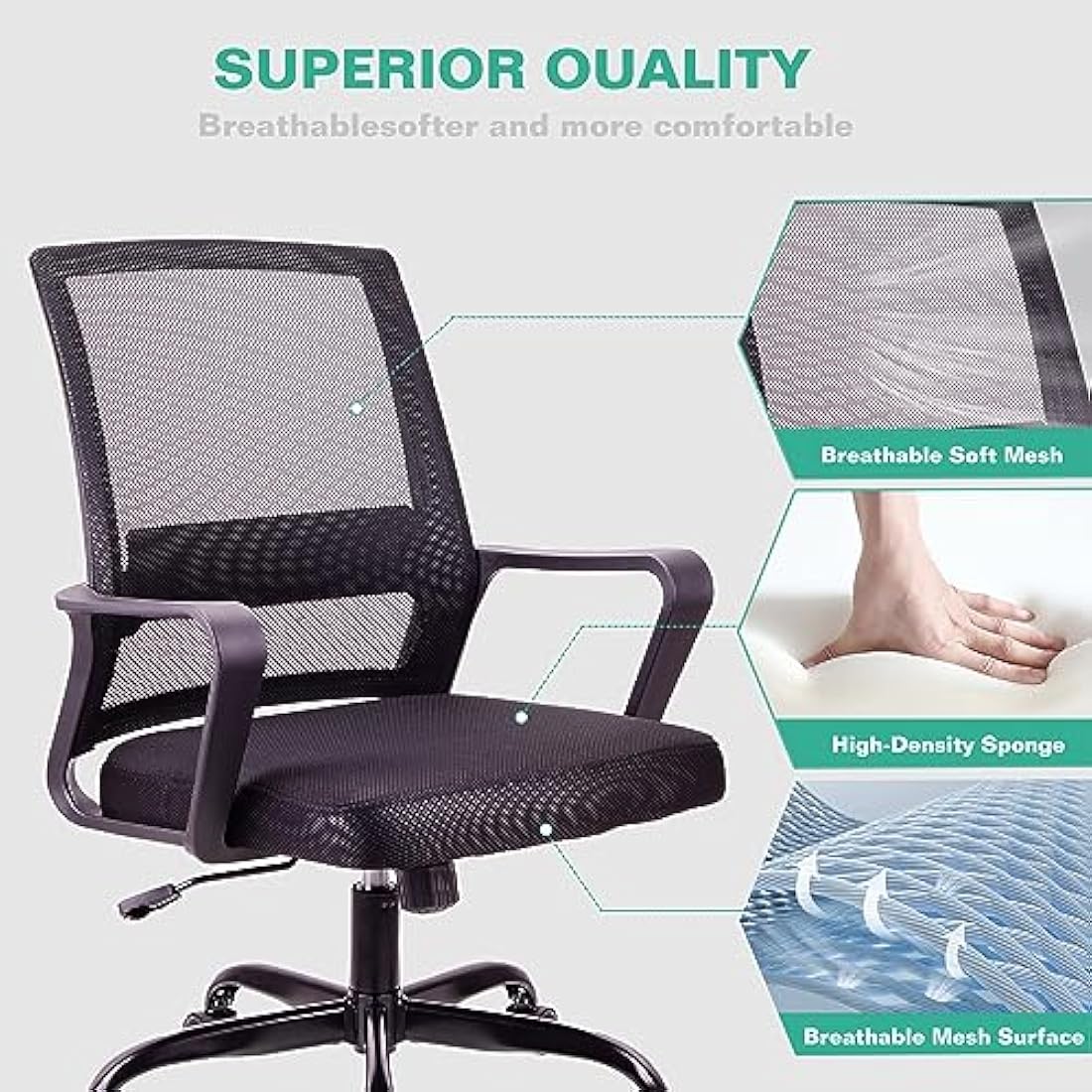 T-THREE Ergonomic Mesh Office Chair - Adjustable Swivel Desk Chair