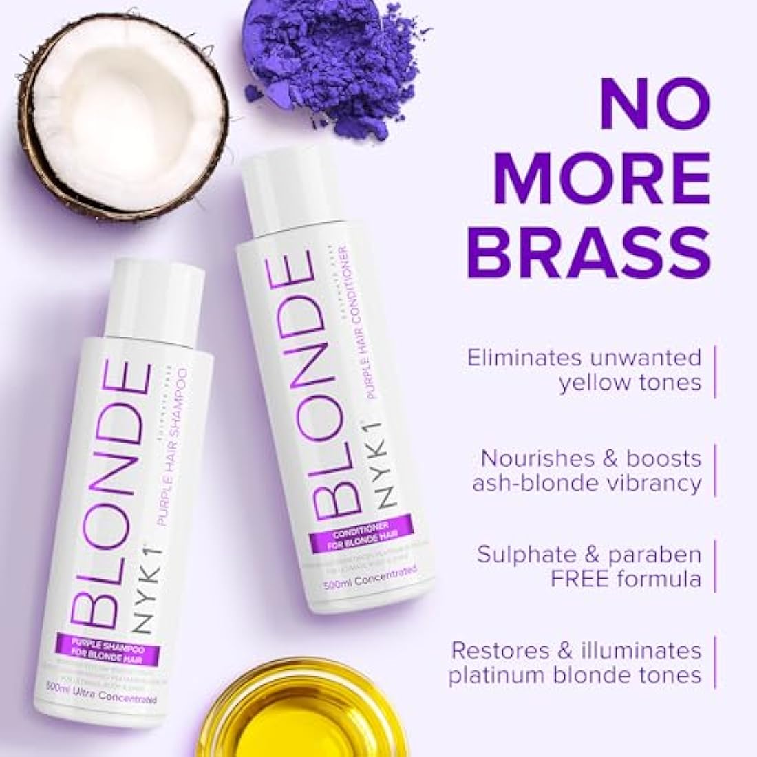 NYK1 Purple Shampoo and Conditioner Set - Sulphate Free Blonde Toner
