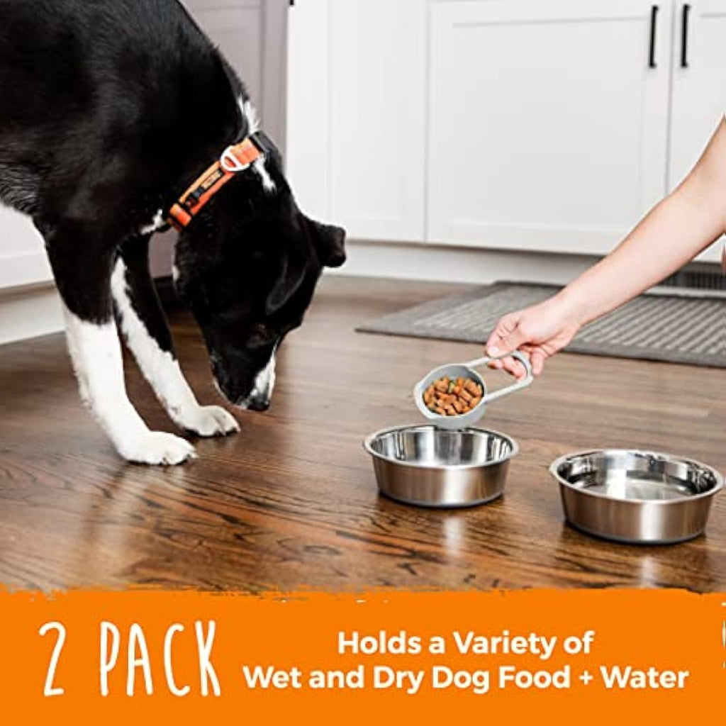 Mighty Paw Stainless Steel Dog Bowls – Non-Slip Silicone Base, 2-Pack