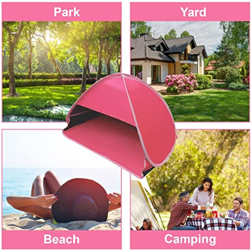 Mini Pop Up Pet Beach Tent – UV Sun Shelter & Shade, Rose Red