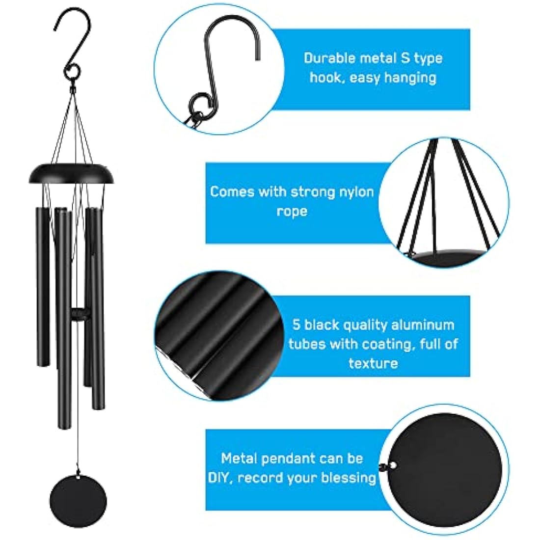 31" Memorial Wind Chimes – Deep Tone Aluminum Outdoor Decor