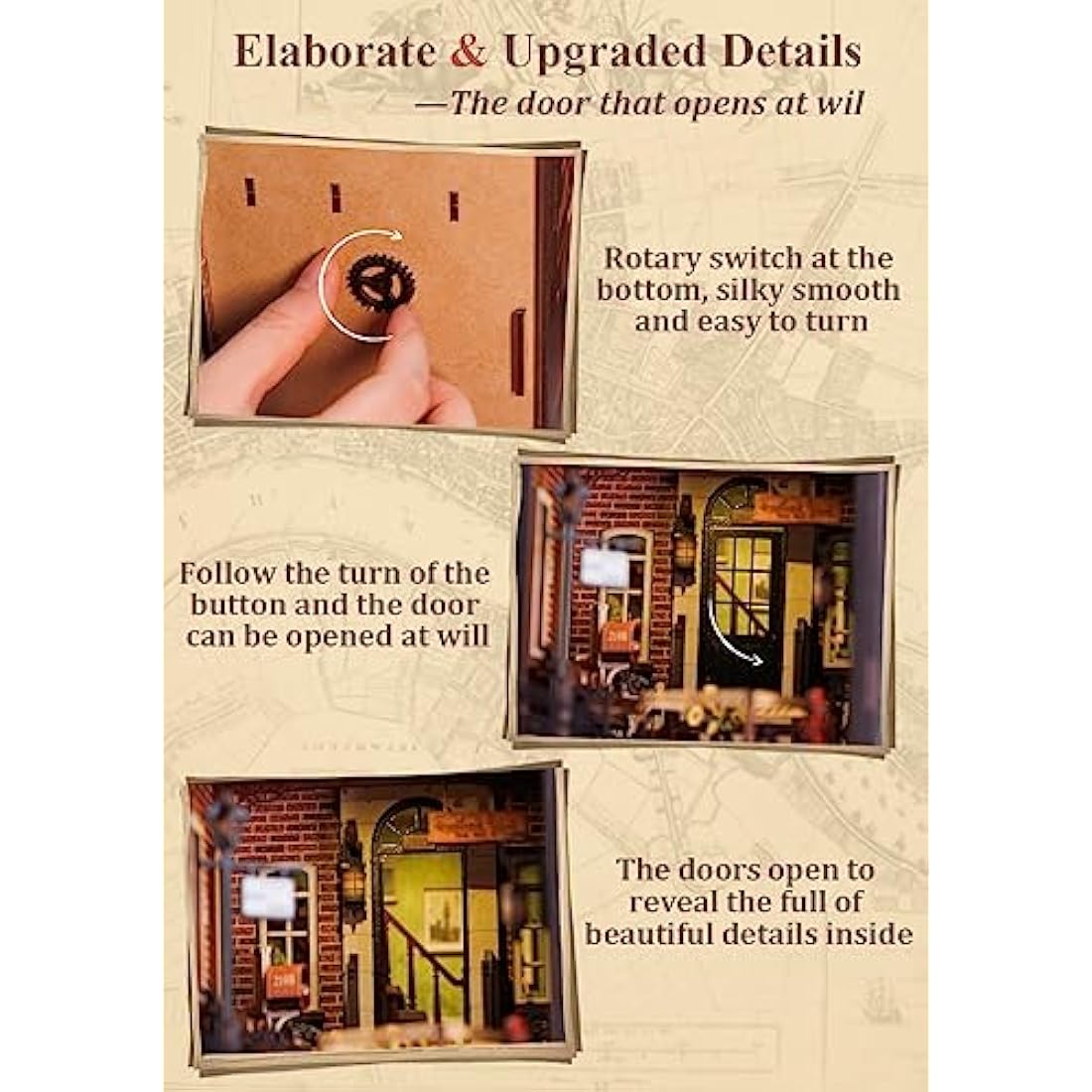 CUTEBEE Rose Detective Agency DIY Book Nook Kit - 3D Wooden Puzzle Dollhouse