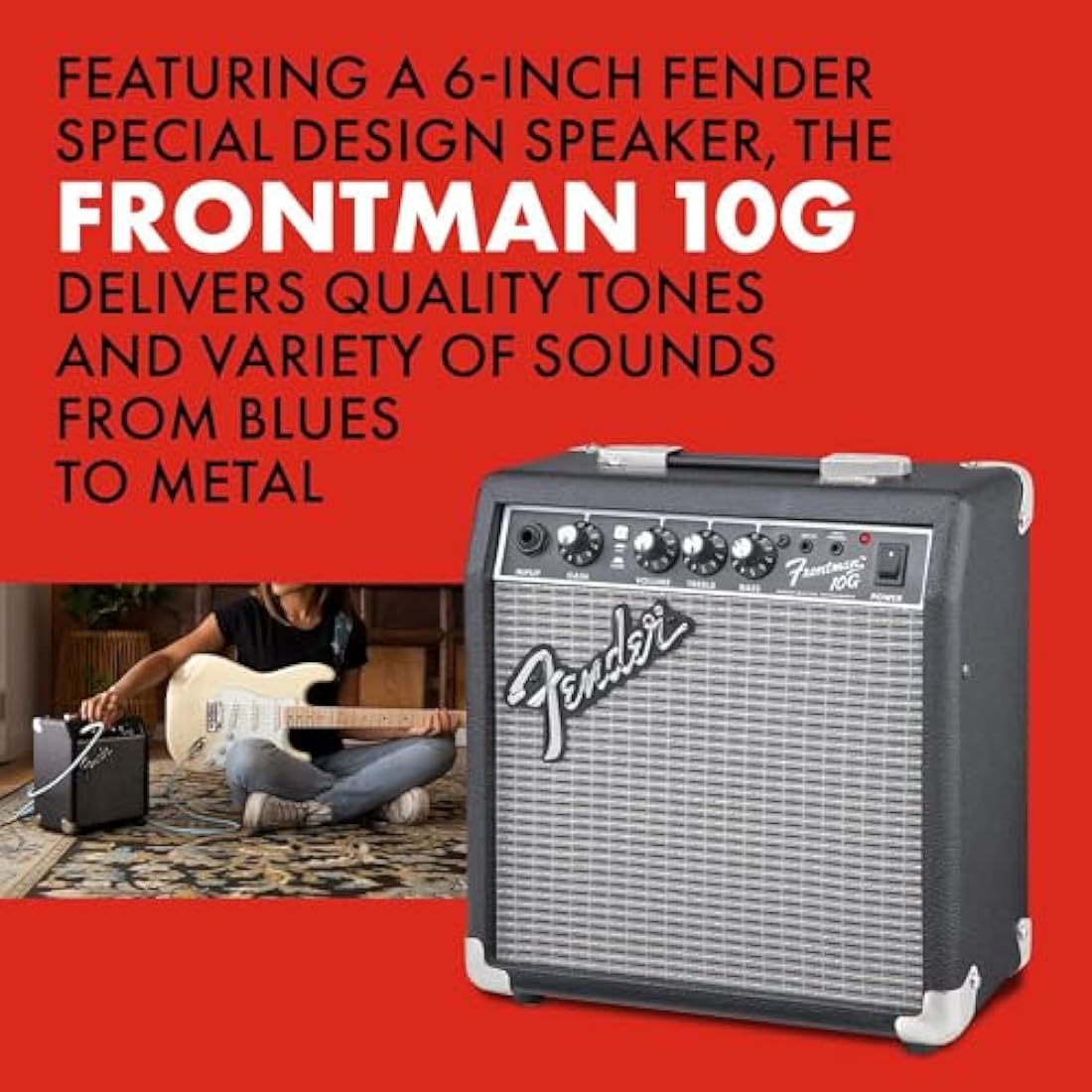 Fender Frontman 10G Electric Guitar Combo Practice Amp - 10W Black/Silver