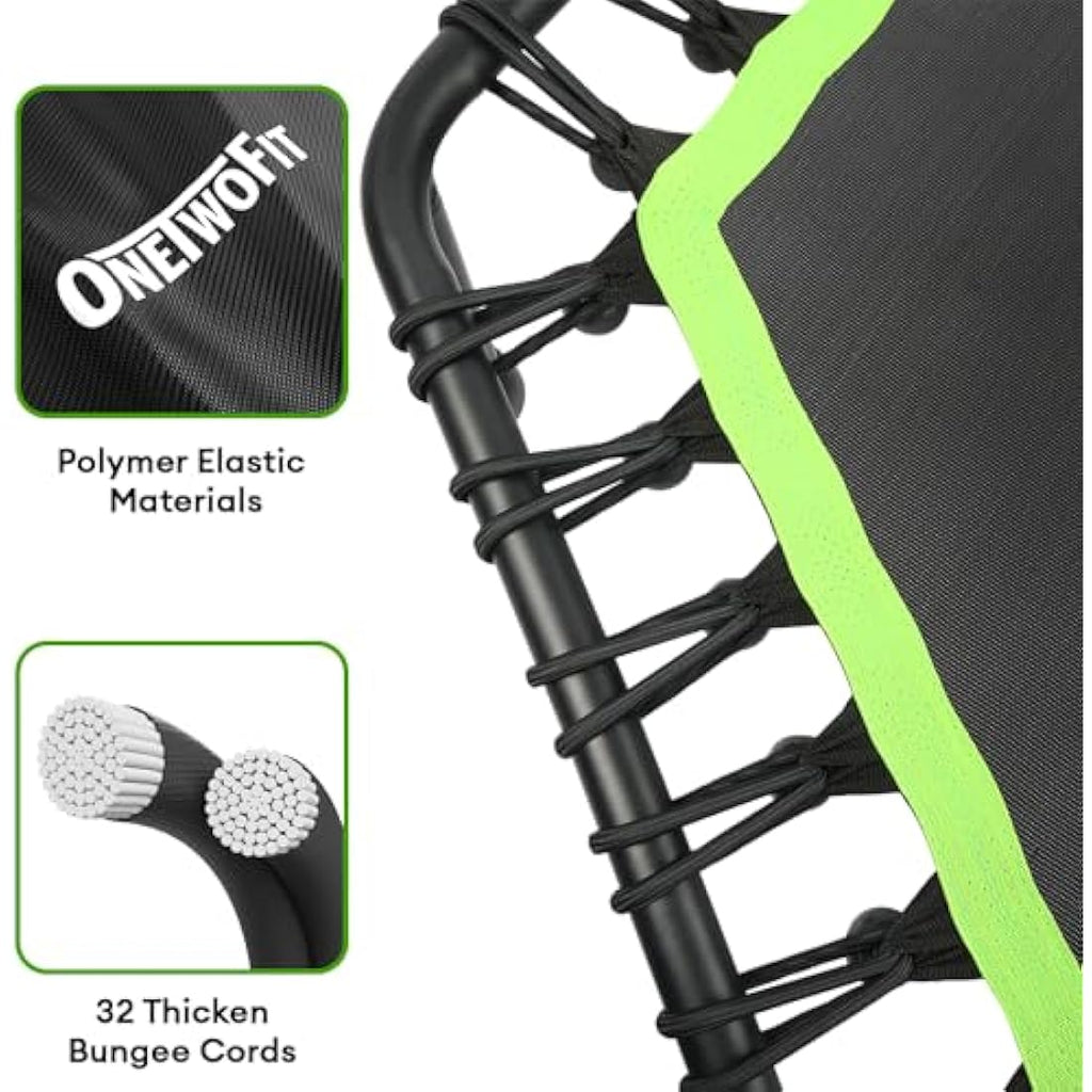 ONETWOFIT Silent Fitness Trampoline | 45" Bungee Rebounder with Handle