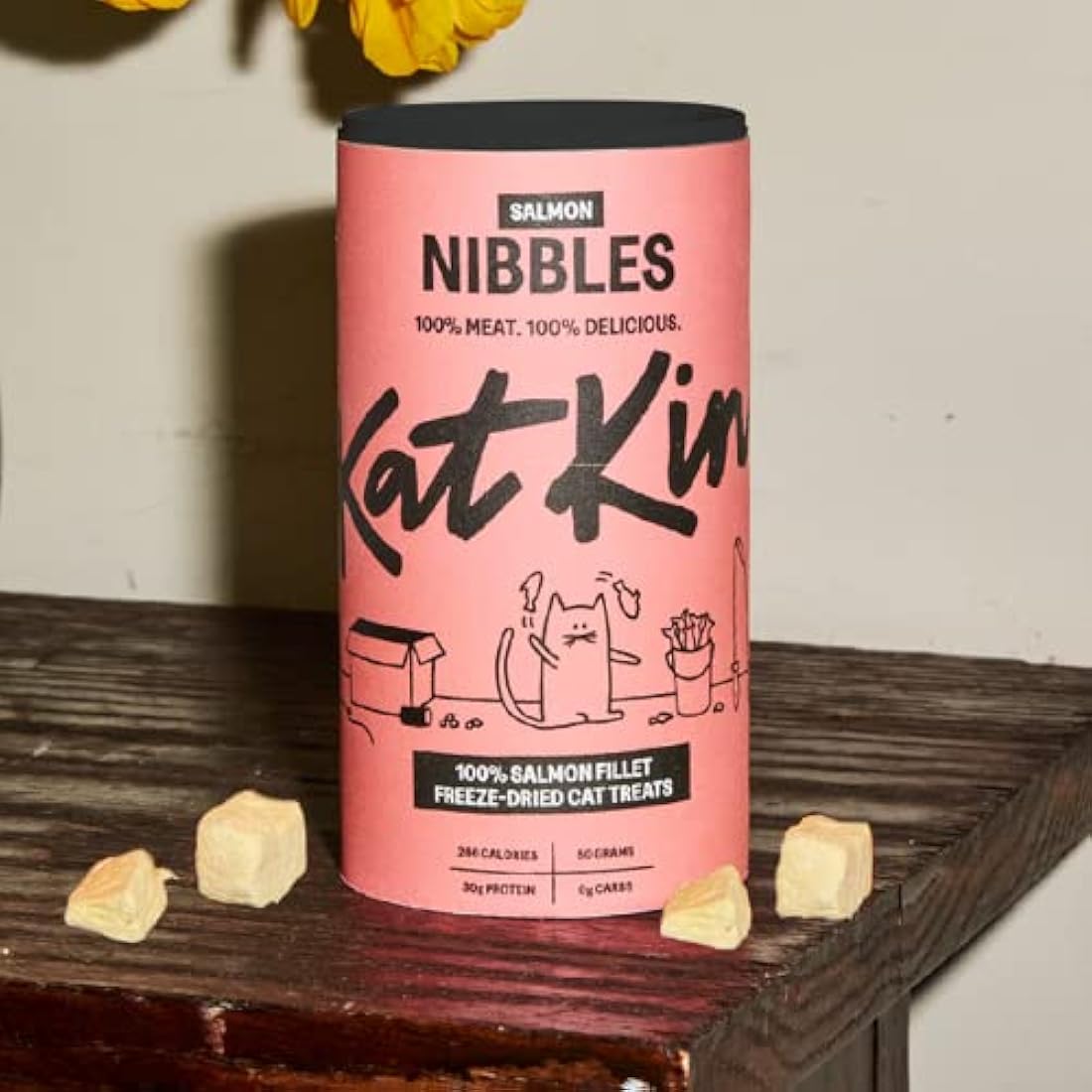 KatKin Salmon Nibbles | Freeze-Dried Cat Treats | 100% Salmon Fillet (4 Pack)