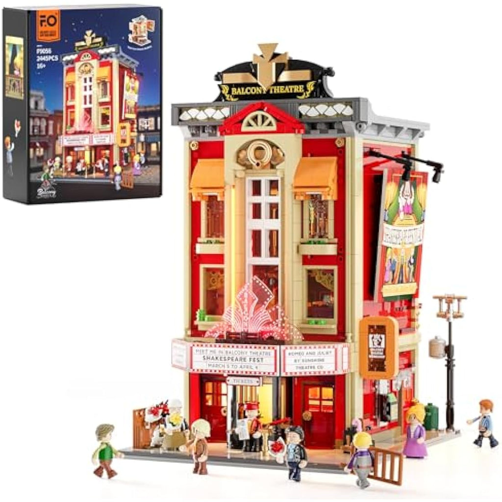 FUNWHOLE Balcony Theatre LED Building Bricks Set – 2445 Pcs Modular Kit
