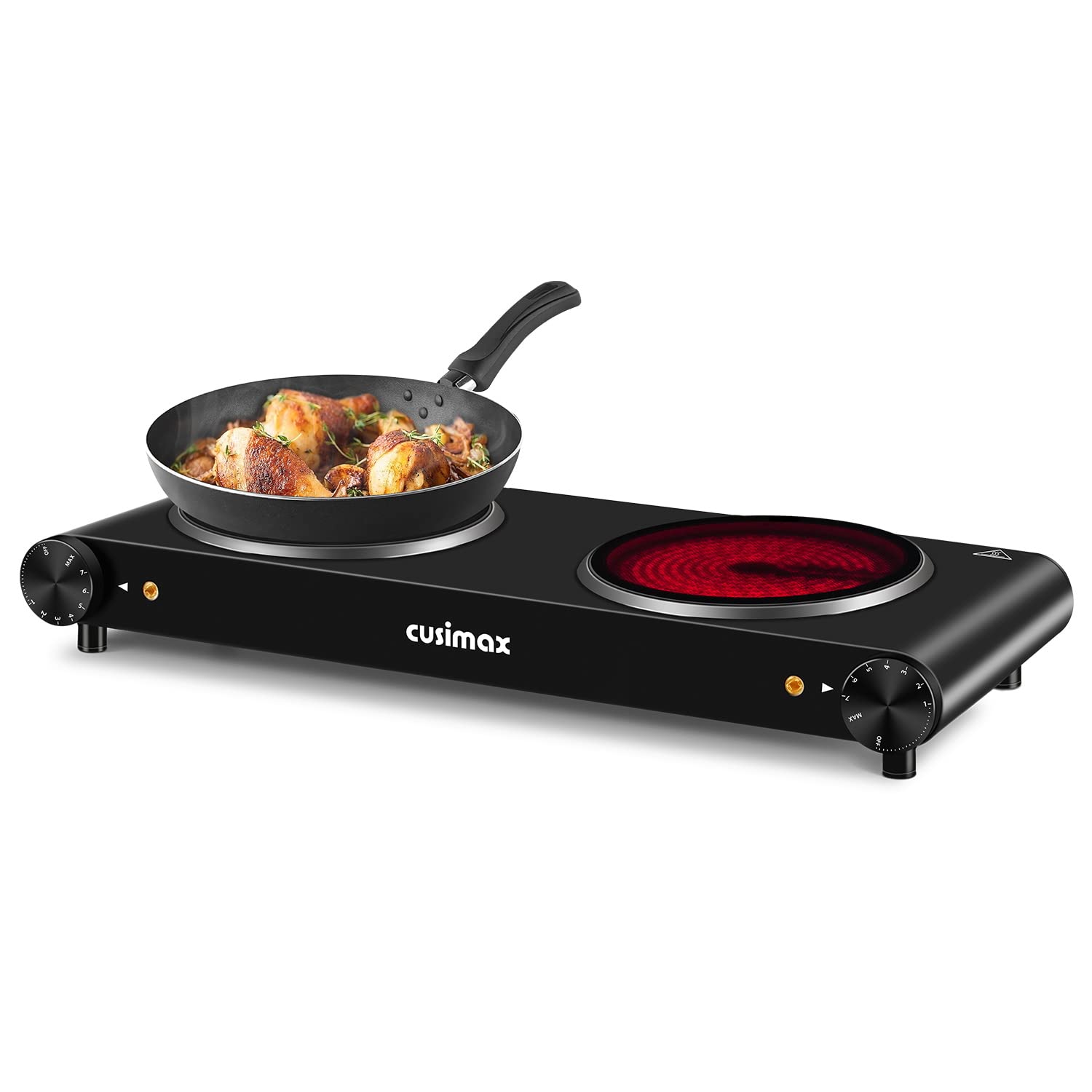 CUSIMAX Double Electric Hob | 2400W Portable Ceramic Hot Plate – Black