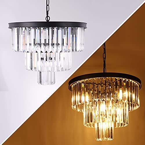 Wellmet 20" Crystal Chandelier – 3-Tier Modern 7-Light Pendant Fixture