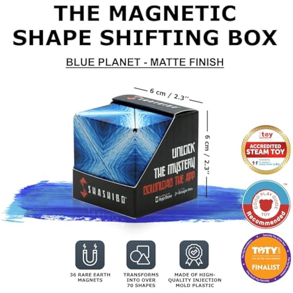 Shashibo Shape Shifting Magnetic Fidget Cube - Blue Planet Sensory Toy