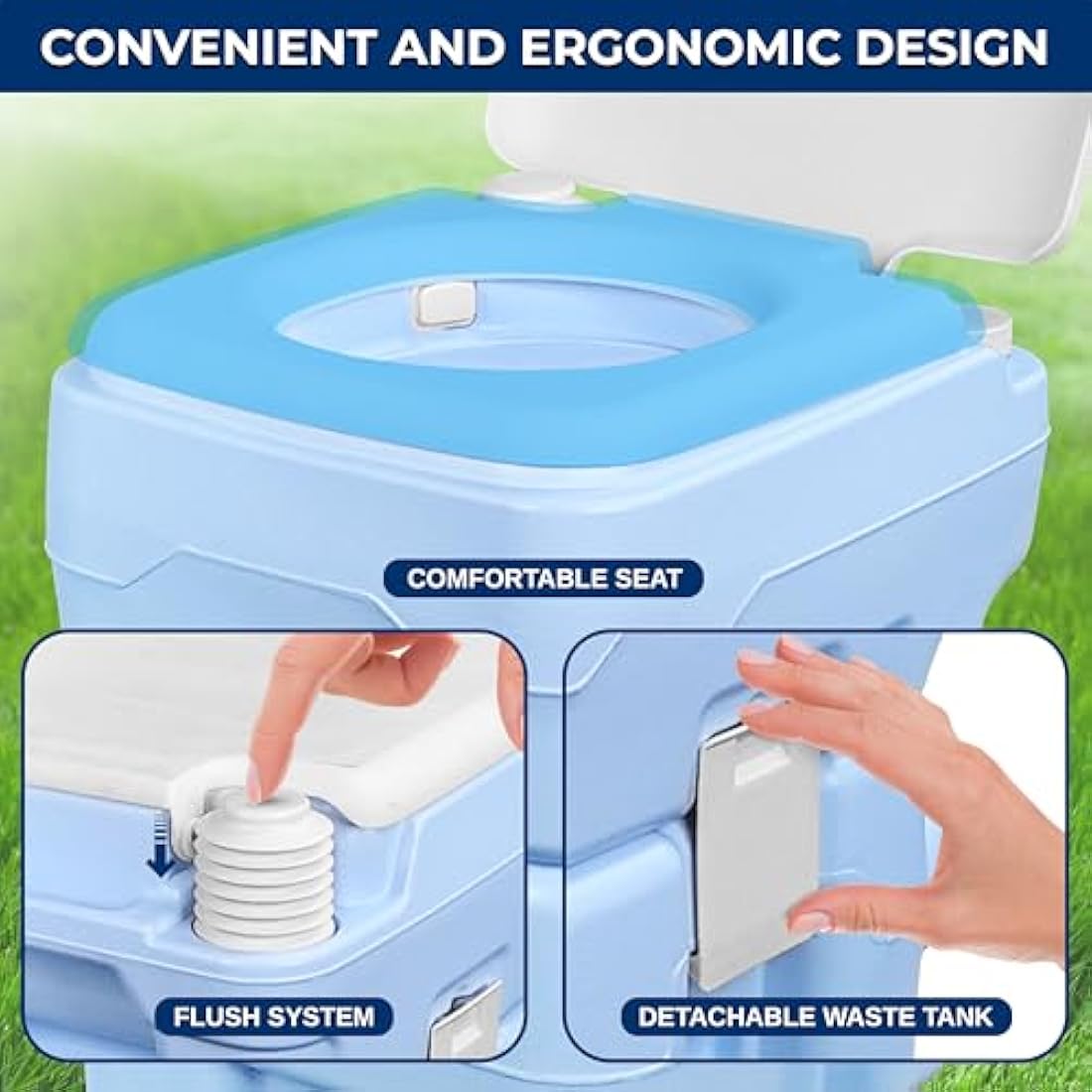 SereneLife 20L Portable Toilet | Leak-Proof Camping Porta Potty