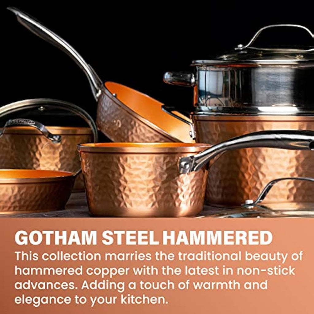 Gotham Steel Hammered Copper 20-Piece Nonstick Cookware and Bakeware Set