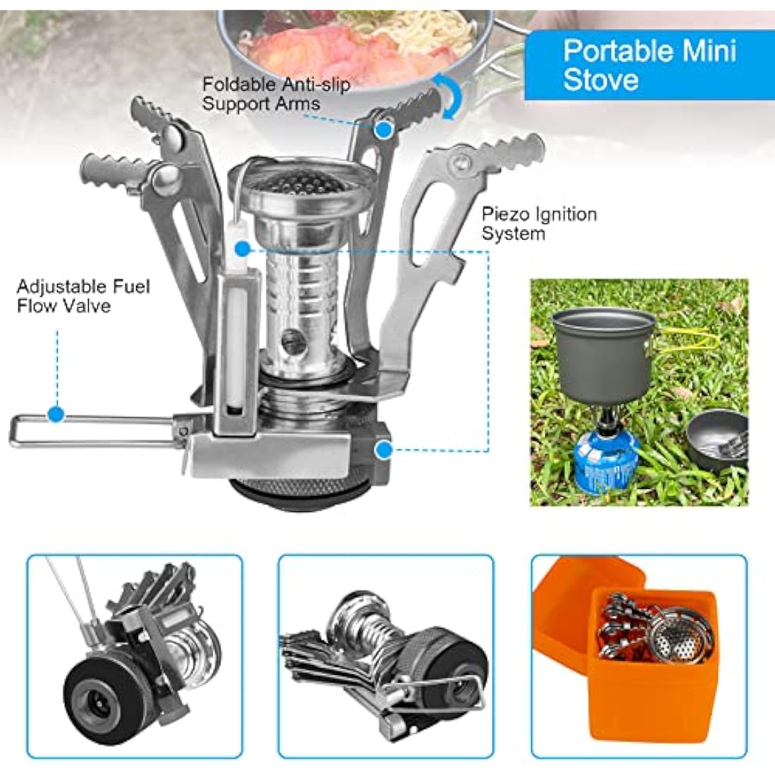 AUTOPkio 9-Piece Camping Cookware Set with Stove | Non-Stick Aluminum