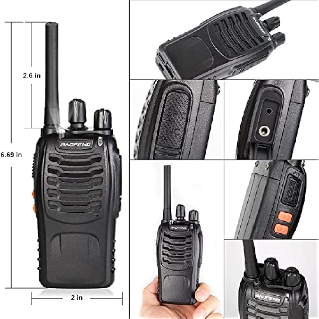 Rechargeable Long Range Walkie Talkies with Earpiece - 3 Pack