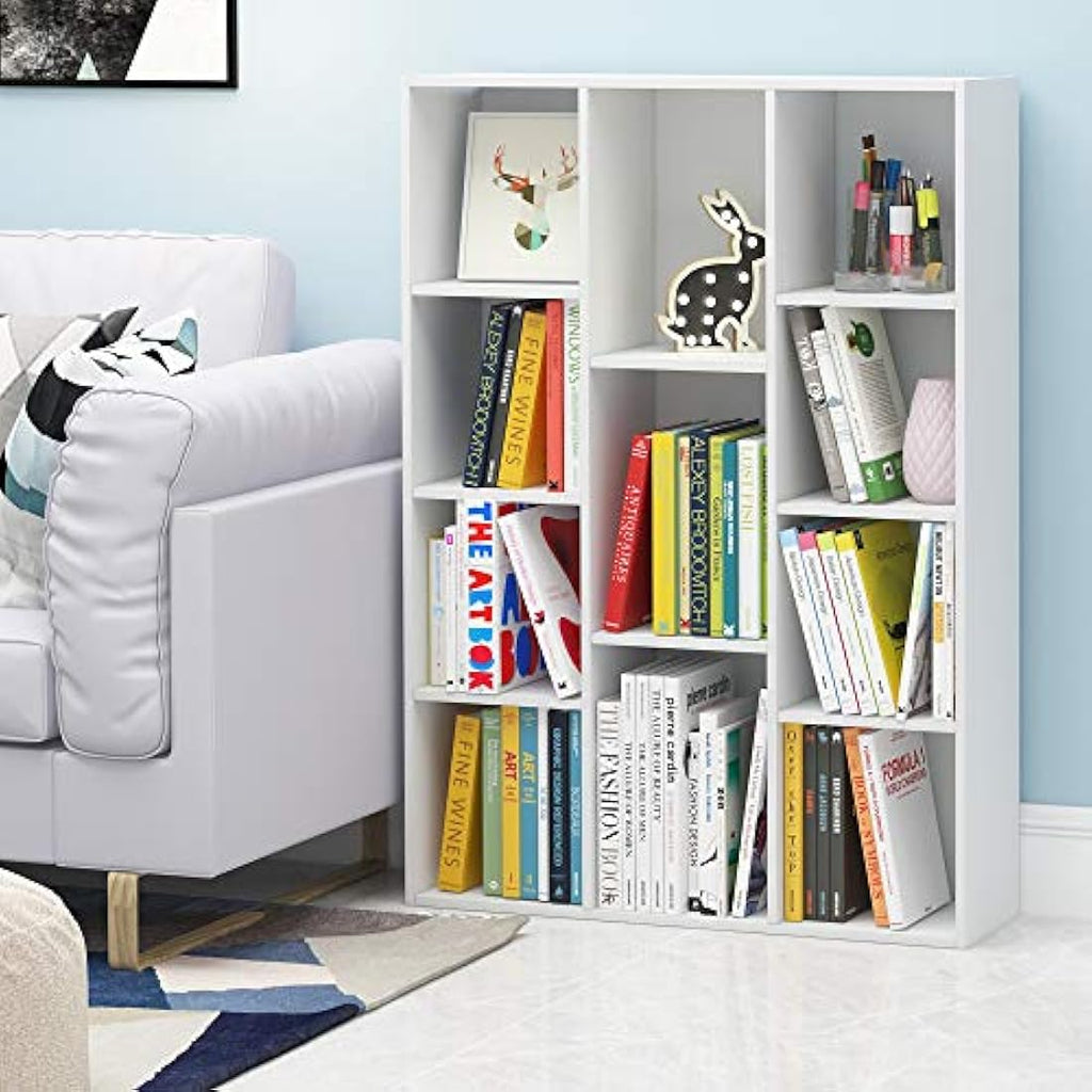 Furinno Luder 11-Cube Reversible Open Shelf Bookcase - White Wood