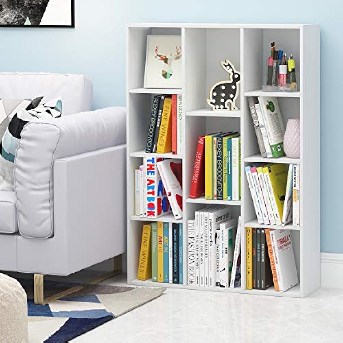 Furinno Luder 11-Cube Reversible Open Shelf Bookcase - White Wood