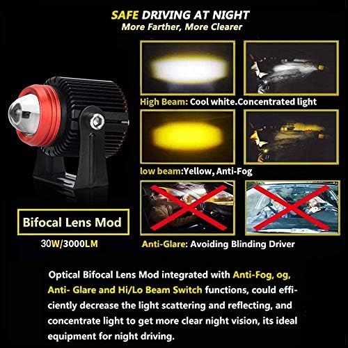 OPP ULITE Motorcycle LED Fog Lights - White Amber 30W Waterproof Spotlight