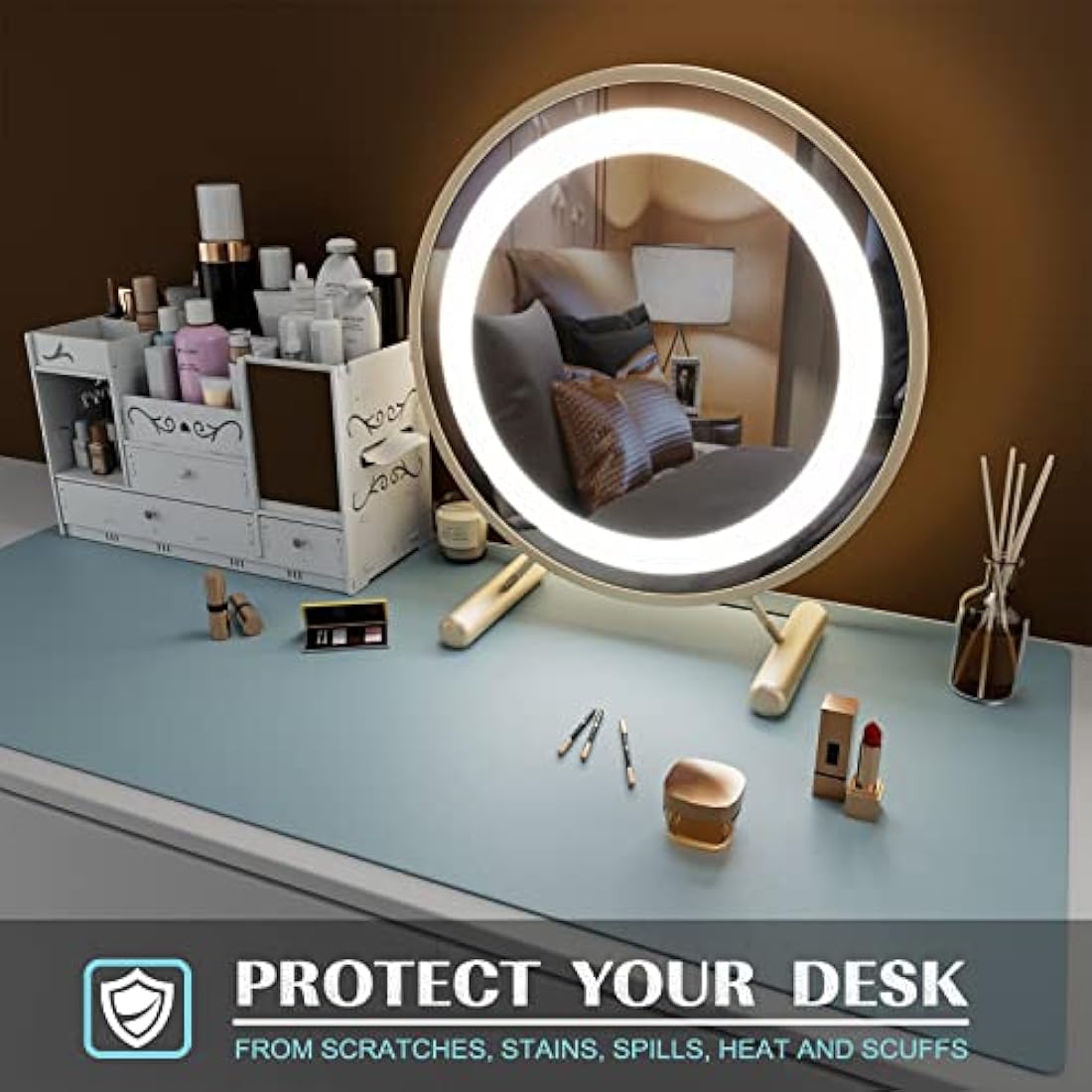 K KNODEL Dual-Sided Leather Desk Mat | Large Mouse Pad & Writing Blotter