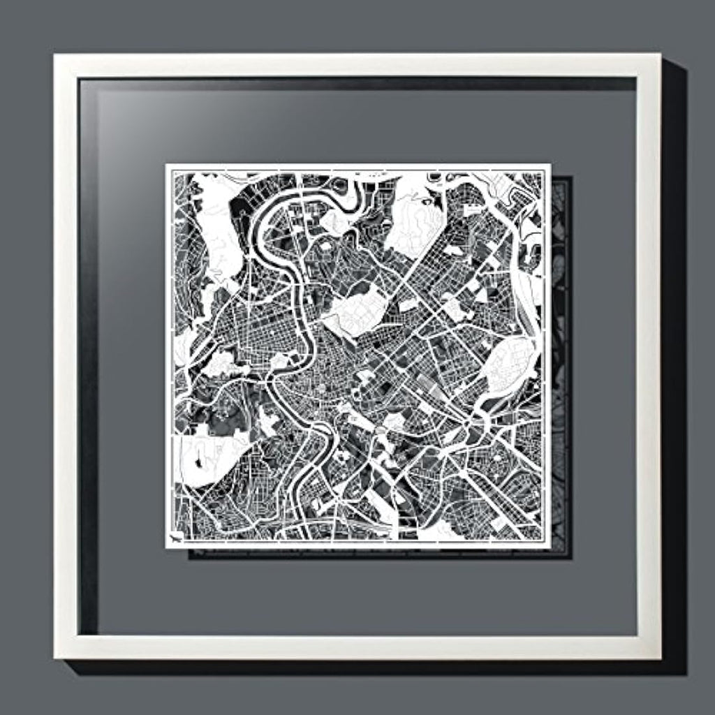 Rome Paper Cut Map Wall Art |  Laser Cut Decor - 30x30 cm