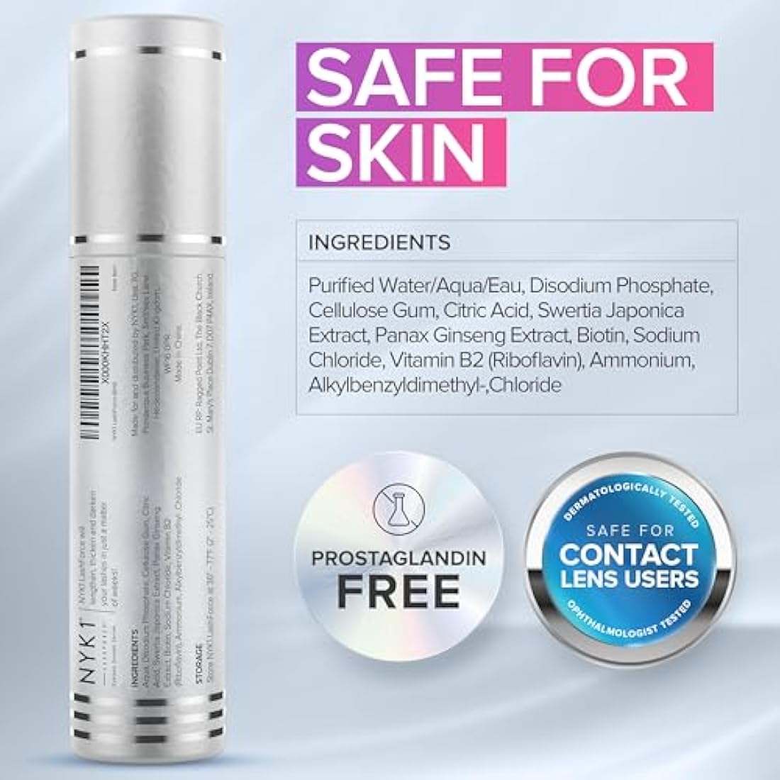 NYK1 LashForce Eyelash Growth Serum - 8ml XL Lash and Brow Enhancer