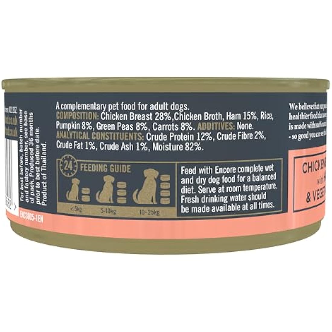 Encore Natural Wet Dog Food - Chicken, Ham & Veg - 12 x 156g Tins