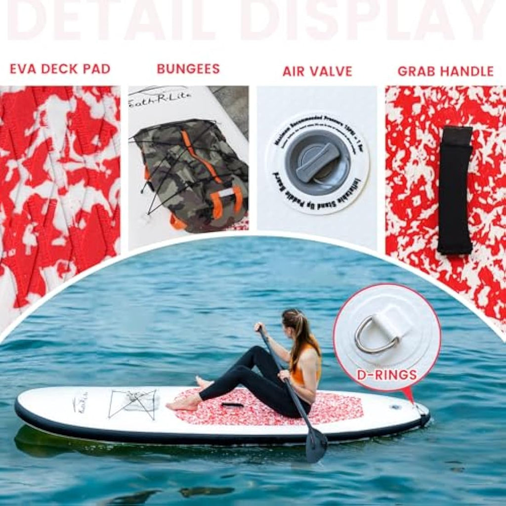 FunWater FEATH-R-LITE Inflatable Stand Up Paddle Board with SUP Accessories