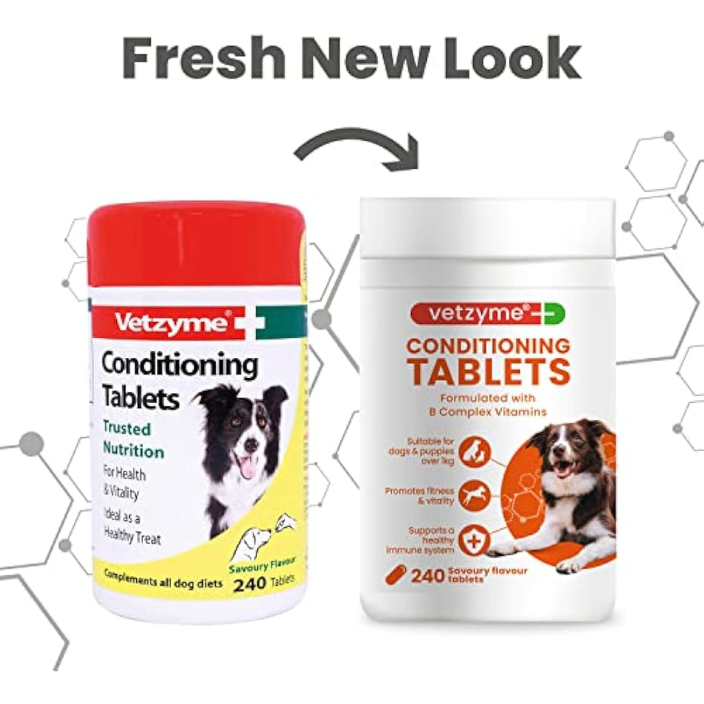 Vetzyme Once A Day Dog Conditioning Tablets | B-Complex (240 Count)